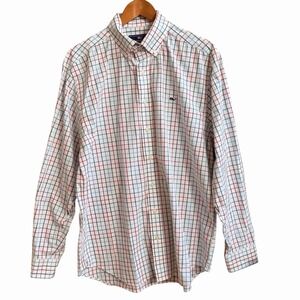 Vineyard Vines Whale Shirt Red Cream Green Plaid Preppy Academia‎ Work Mens LG